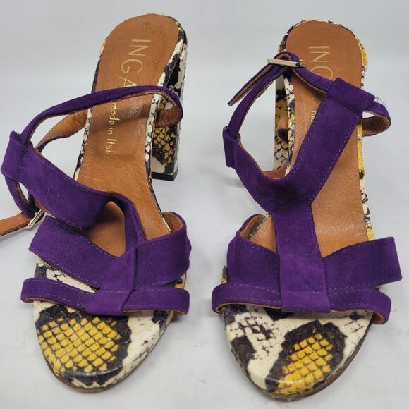 INGA Genuine Snakeskin Leather Shoes Heels Made Italy, US sz 6, EU 36, PYTHON - Picture 3 of 8